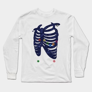 Hand Drawn Electrocardiogram Placement Galaxy Long Sleeve T-Shirt